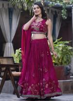 Pure Chinnon Rani Pink Party Wear Sequence Work Readymade Lehenga Choli